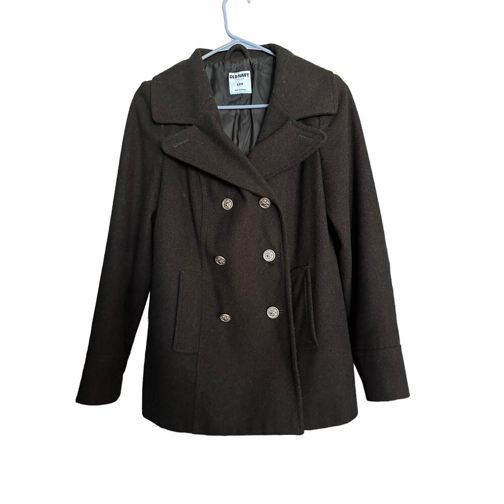 Old Navy Green Pea Coat with Gold Buttons Size Small - Picture 1 of 2